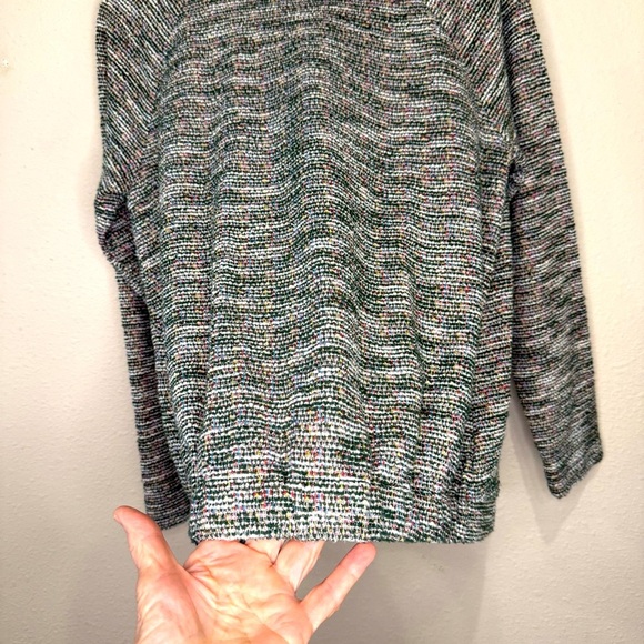 LOFT Boucle Sweatshirt Rainbow Gathered Hem Long Sleeve Women’s Size Large - Picture 7 of 12